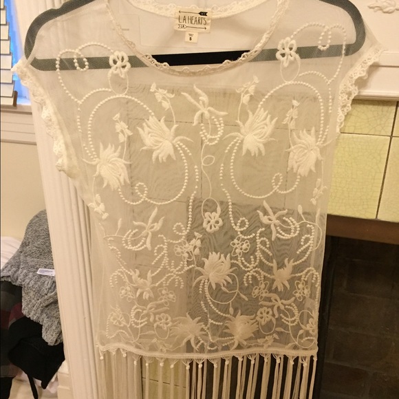 Pac Sun L.A. Hearts mesh floral embroidered shirt