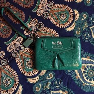 Green Coach Wristlet