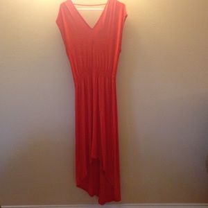 Orange high-low jersey cotton dress