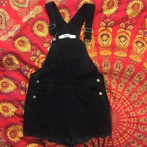 Black corduroy overalls