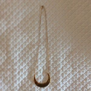 Gold plated moon w red stone necklace