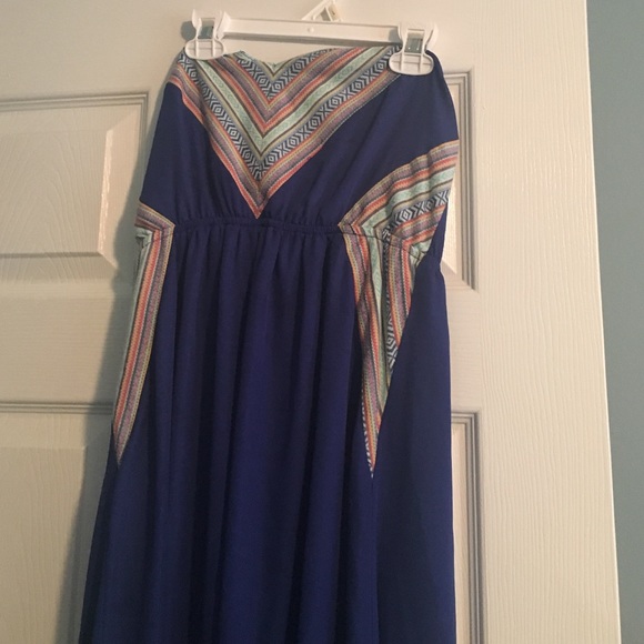 Blue maxi dress worn at prom and a formal - Picture 3 of 3