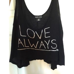 Black graphic crop top