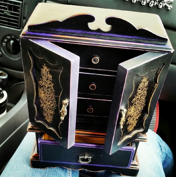 Refurbished antique wood jewelry box.