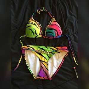 Rainbow zebra swim suit