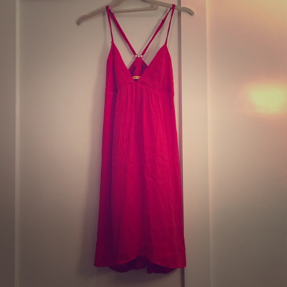 Alice and Olivia Red Demi Drape Back Flutter Dress