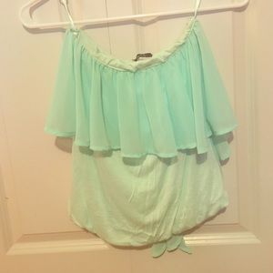 Mint flowy tube top