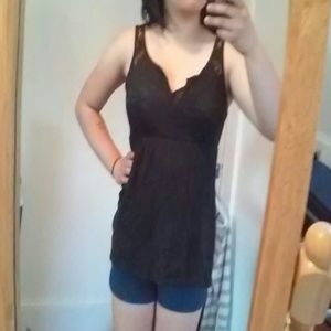 Black tank with low cut v