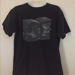 DC black w/ white on design on front