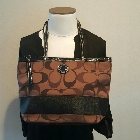 Coach Handbags - COACH Signature Stripe Tote Bag