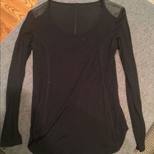 Black T-shirt with faux leather shoulder patches