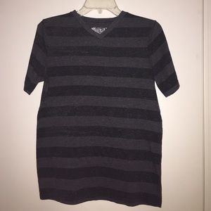 Helix Black and grey v-neck striped t-shirt
