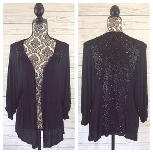 Daytrip Open Cardigan With Sequin Shoulders & Back