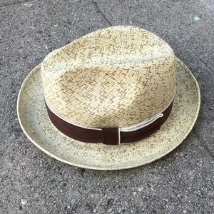 Fedora straw hat.