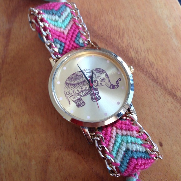 Boho Elephant Friendship Bracelet/Gold Tone Multi - Picture 1 of 4