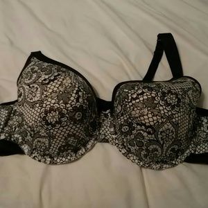 Black & ivory lace-print bra