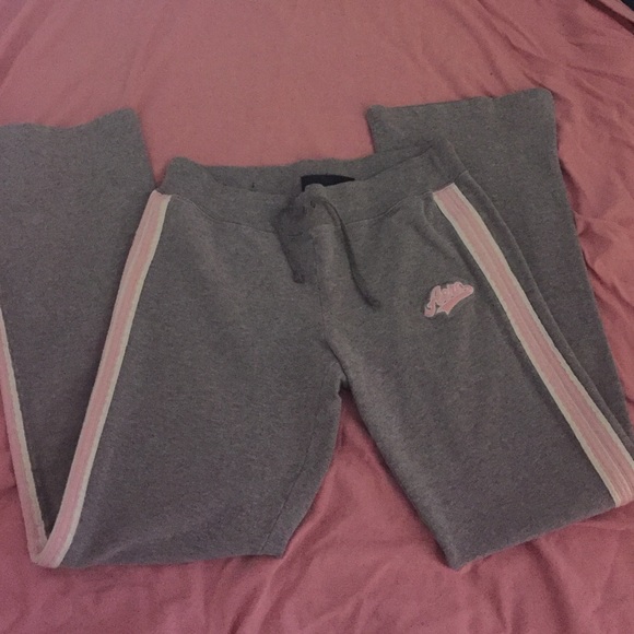 Aeropostale Gray with pink/ white striped sweats