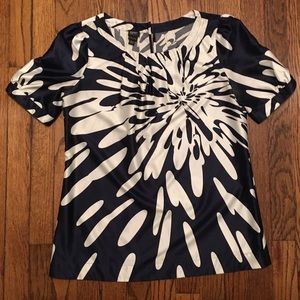 Navy & White Flower Blouse