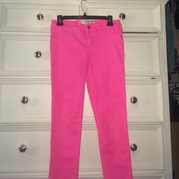 Hot pink skinny jeans