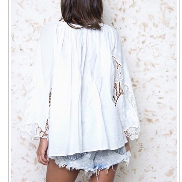 LAST ONE left! White lace drawstring top - Picture 3 of 4