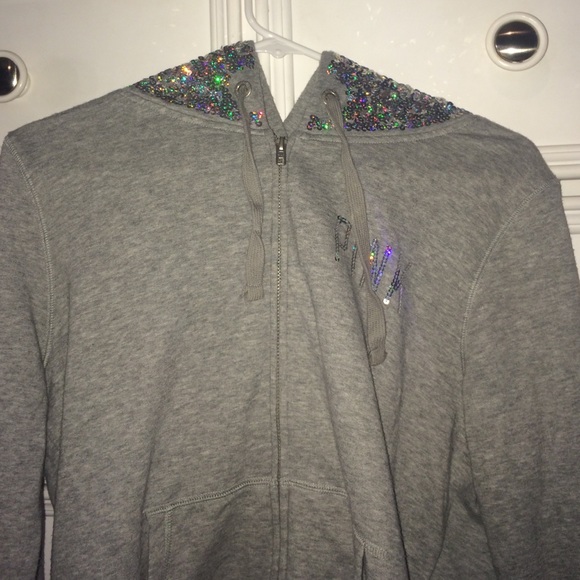 Sparkly gray zip up hoodie