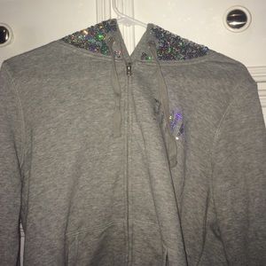 Sparkly gray zip up hoodie