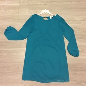 Teal chiffon dress