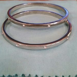 Silver Bracelets With Tiny Crystals.