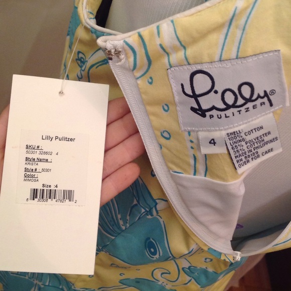 Lilly Pulitzer Krista Shift in Mimosa Yellow/Blue - Picture 4 of 4