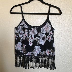 PacSun Black Flowered Lace Crop Top