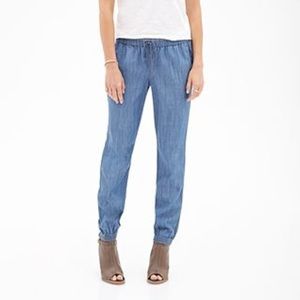 comfy denim look-alike pants(+: