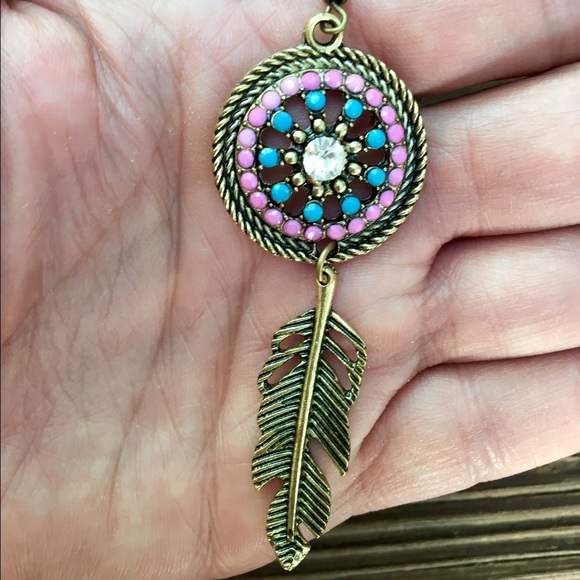 New! Boho chic earrings with rhinestone center! - Picture 4 of 4