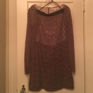 DVF Sarita Pebble Lace Leather Trim Dress size 10