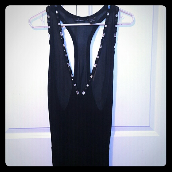 SOLD - Moda International fancy black mesh tank/tunic