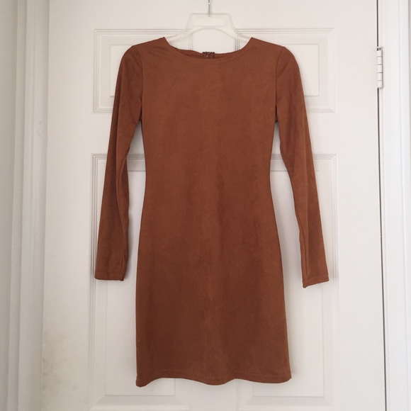 Camel colored suede Bodycon dress