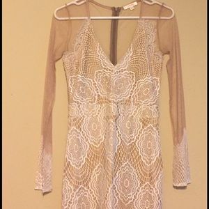 LULU'S Ivory Lace Dress