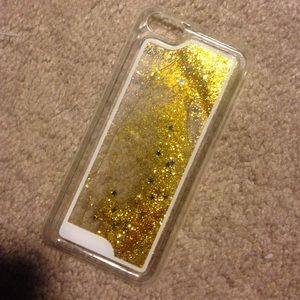 Gold glitter liquid case