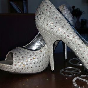 Silver high heels