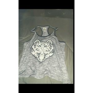 aeropostale grey burlap wolf shirt