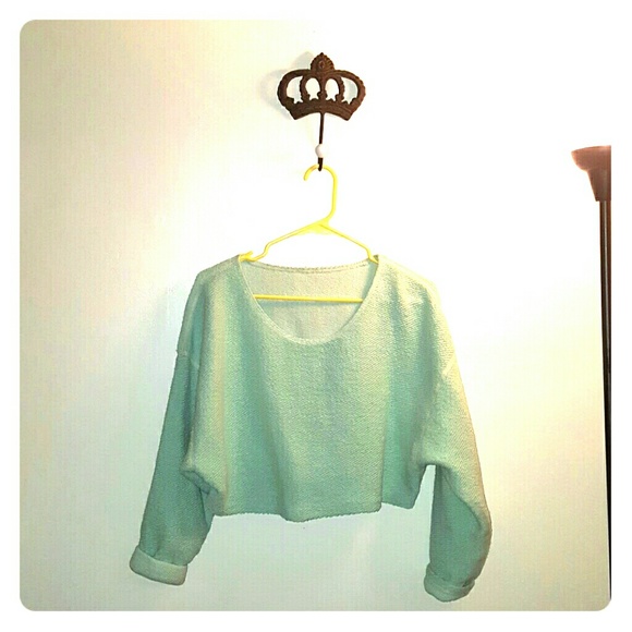American Apparel sea foam  textured crop sweater