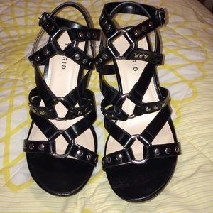 Black wedge platform sandals