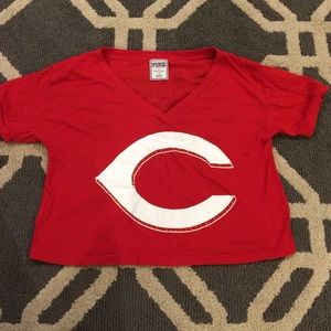 MLB Victoria Secret Pink Crop Top - Cincy Reds