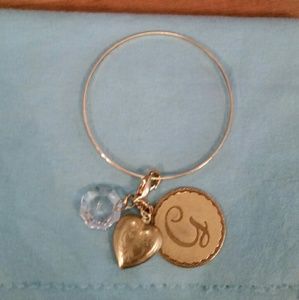 Charm Bracelet. Clip On Charm With Initial "G",
