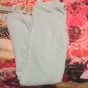 Sea foam green mid waist skinny jeans
