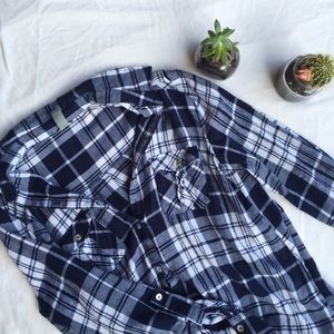 Navy and White Flannel