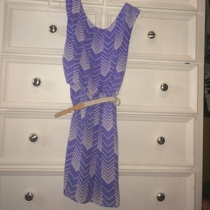 Purple and white sundress with belt