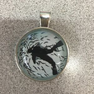 Diver and fish pendant and chain