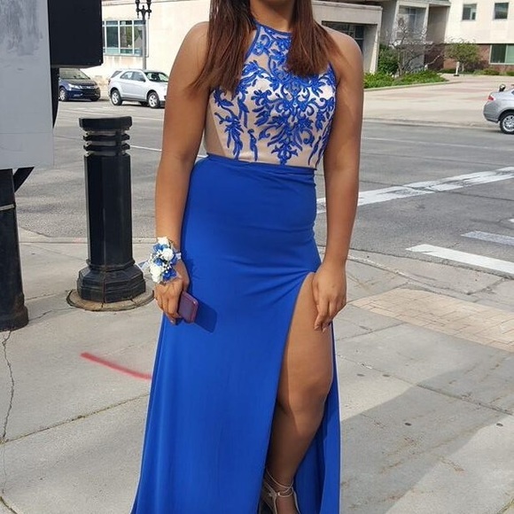 Blue & Nude Prom Dress