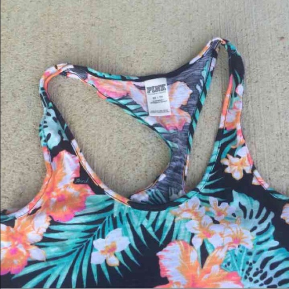 VS pink palm tree print racerback tank - Picture 2 of 2