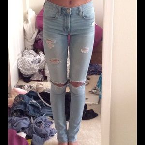 American Eagle High Rise Ripped Jeans